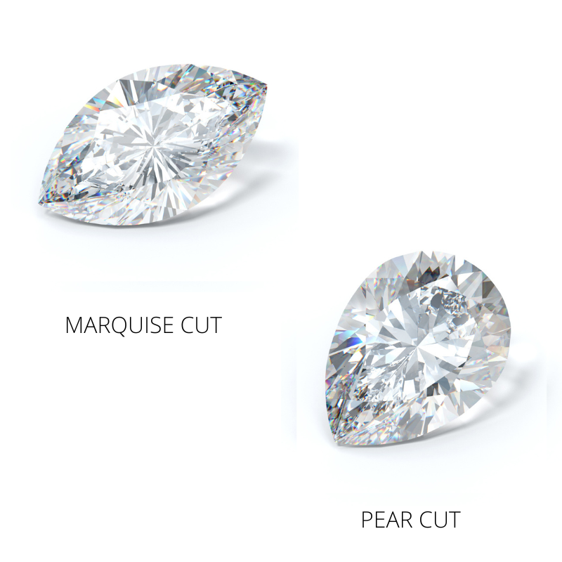 marquise cut v pear cut diamonds