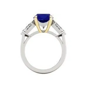 oval sapphire three stone ring with bullet diamond side stones 2