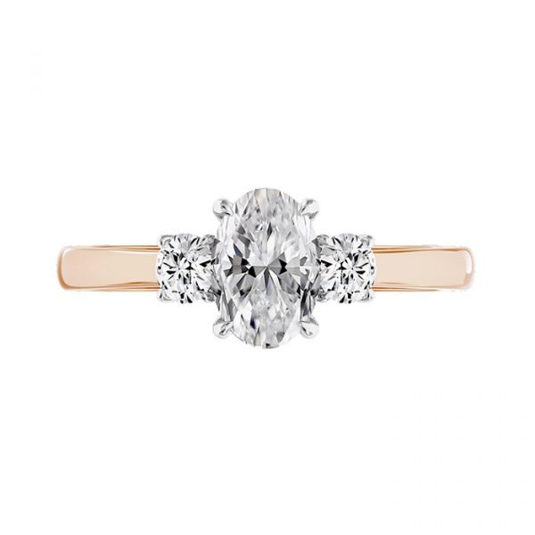 oval three stone ring with round diamonds 2