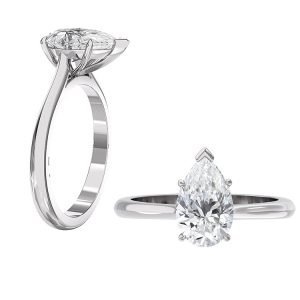 plain band pear shaped solitaire ring