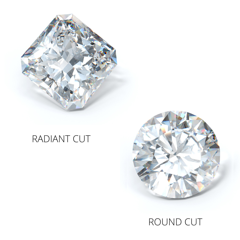 radiant v round cut diamond