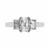 three stone asscher cut diamond engagement ring