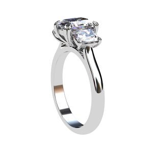 three stone asscher cut diamond engagement ring 2