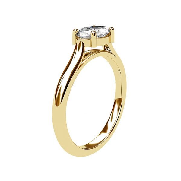 yellow gold marquise side set solitaire ring 4