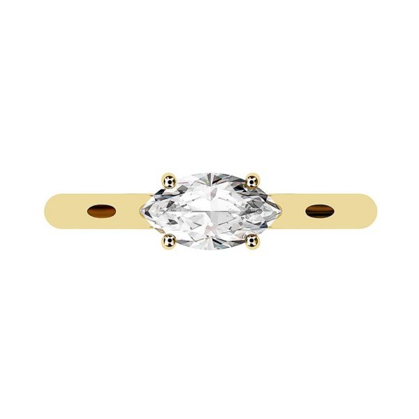 yellow gold marquise side set solitaire ring