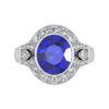 Art Deco Oval Blue Sapphire Engagement Ring 1