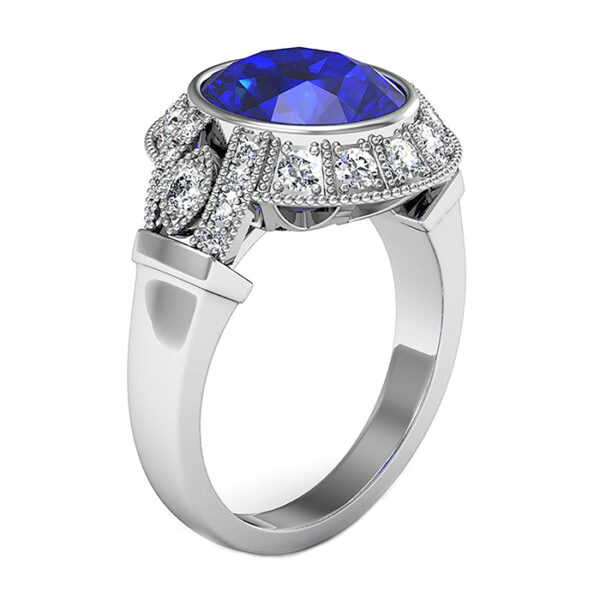 Art Deco Oval Blue Sapphire Engagement Ring 2