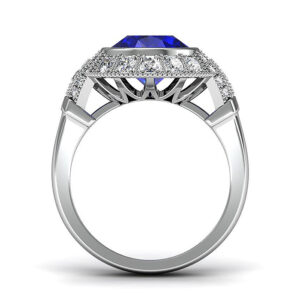 Art Deco Oval Blue Sapphire Engagement Ring 3