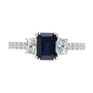 Australian Blue Sapphire Three Stone Engagement Ring 1 1