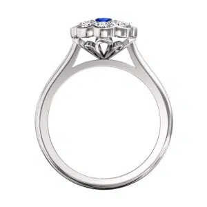 Blue Sapphire Flower Halo Engagement Ring 2