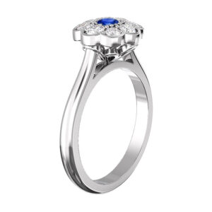 Blue Sapphire Flower Halo Engagement Ring 3