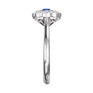 Blue Sapphire Flower Halo Engagement Ring 4