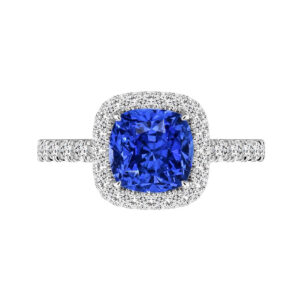 Cushion Cut Sapphire Halo Engagement Ring 1