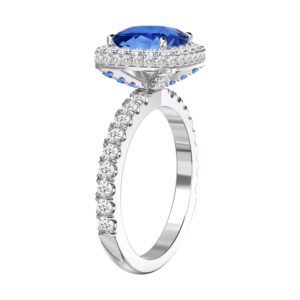 Cushion Cut Sapphire Halo Engagement Ring 3