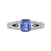 Emerald Cut Ceylon Sapphire With Split Band Ring 1