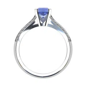 Emerald Cut Ceylon Sapphire With Split Band Ring 2