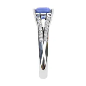 Emerald Cut Ceylon Sapphire With Split Band Ring 4