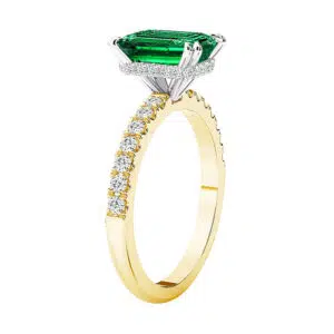 Emerald Gemstone Solitaire Ring With Hidden Halo 3