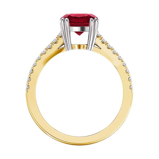 Heart Shaped Ruby | With A Split Diamond Band