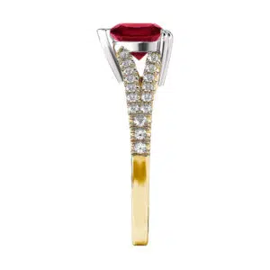 Heart Shaped Ruby With A Split Diamond Band 4