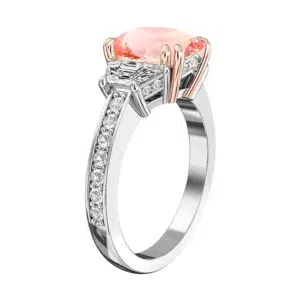 Oval Padparadscha Sapphire Three Stone Ring 3