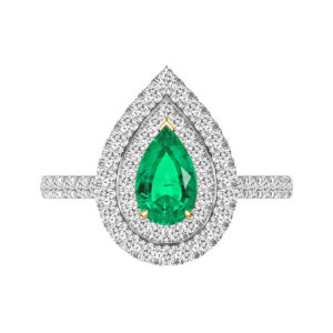 Pear Emerald Double Halo Engagement Ring 1