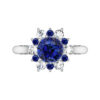 Round Blue Sapphire Star Halo Ring 1