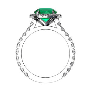 Round Colombian Emerald Halo Engagement Ring 2