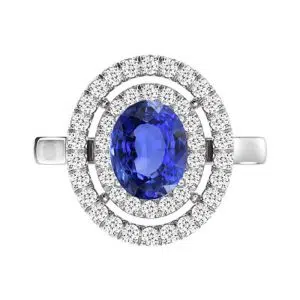 blue sapphire double halo ring