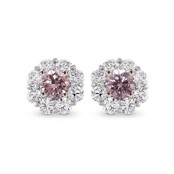 cluster pink diamond earrings