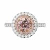 pink diamond double halo with rose gold engagement ring