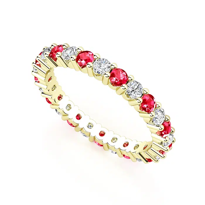 ruby and diamond gold eternity band 1