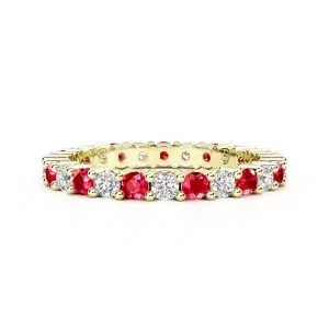 ruby and diamond gold eternity band