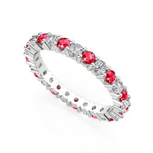 ruby and diamond white gold eternity band 2 1