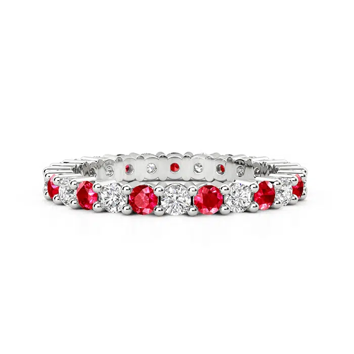 ruby and diamond white gold eternity band