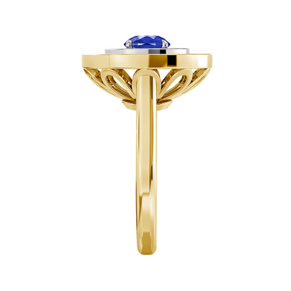 sapphire double halo ring in yellow gold 3