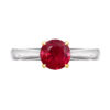 solitaire ruby ring with yellow gold claws