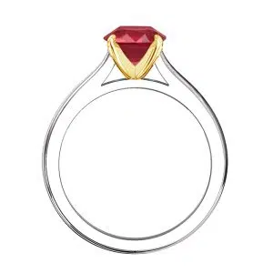 solitaire ruby ring with yellow gold claws 2