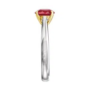 solitaire ruby ring with yellow gold claws 3