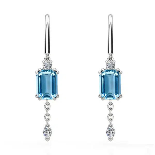 2 ct Aquamarine Drop Earring With Diamond Detail 2