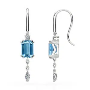 2 ct Aquamarine Drop Earring With Diamond Detail