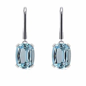 1.2ct Aquamarine Drop Earring With Shepherds Hook