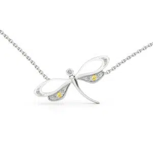 dragonfly pendant necklace with yellow diamonds