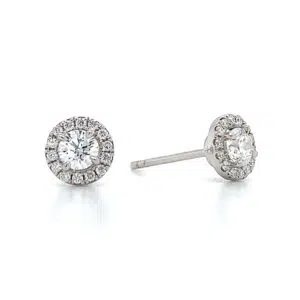 halo diamond stud earrings side view