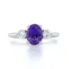 purple sapphire three stone ring