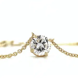 round diamond necklace with white gold chain