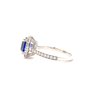 sapphire halo ring side view