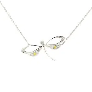 yellow diamond dragonfly necklace