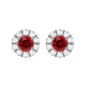 Ruby Earrings halo of diamonds 1