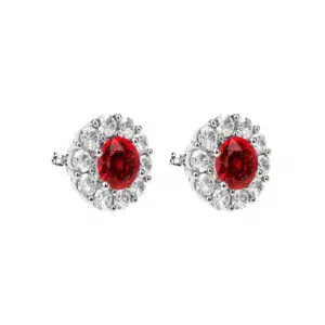 Ruby Earrings halo of diamonds 2